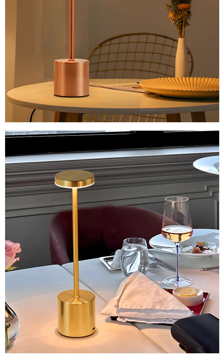 Candeeiro de Mesa LED com Sensor de Toque, Luminária de Mesa Recarregável, Cabeceira Ajustável, Luz Ambiente Criativa, Decoração do Quarto Bar, Simples, 3 Cores